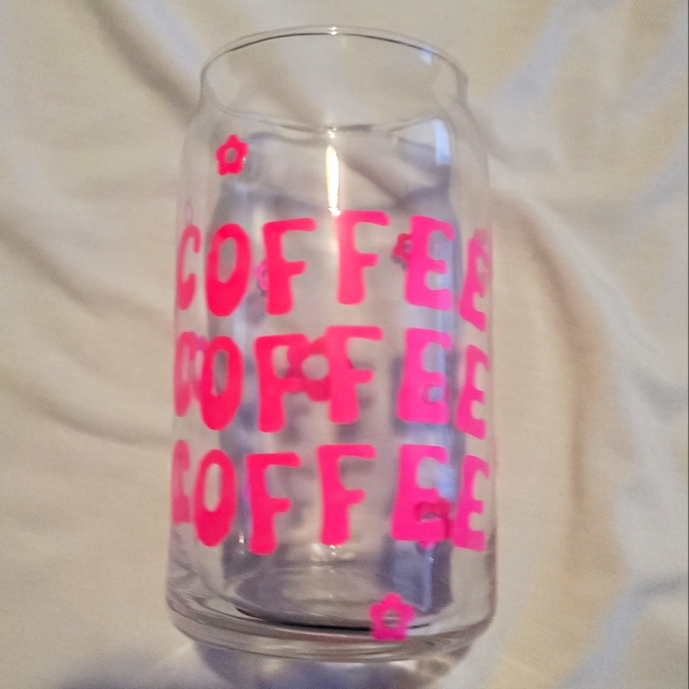 Handmade Iced Coffee Glass Drink Jar 16 oz